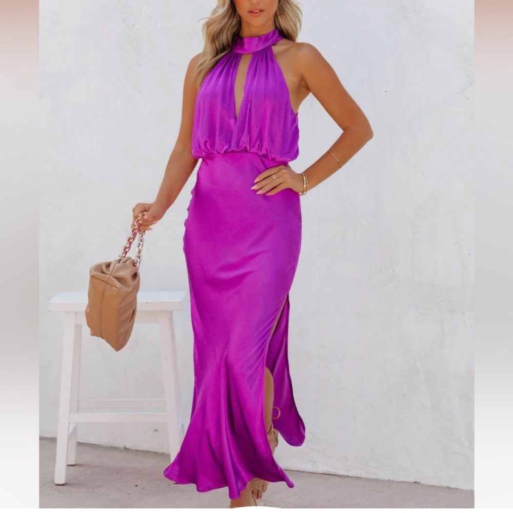 Vici Fate Purple Satin Maxi Dress